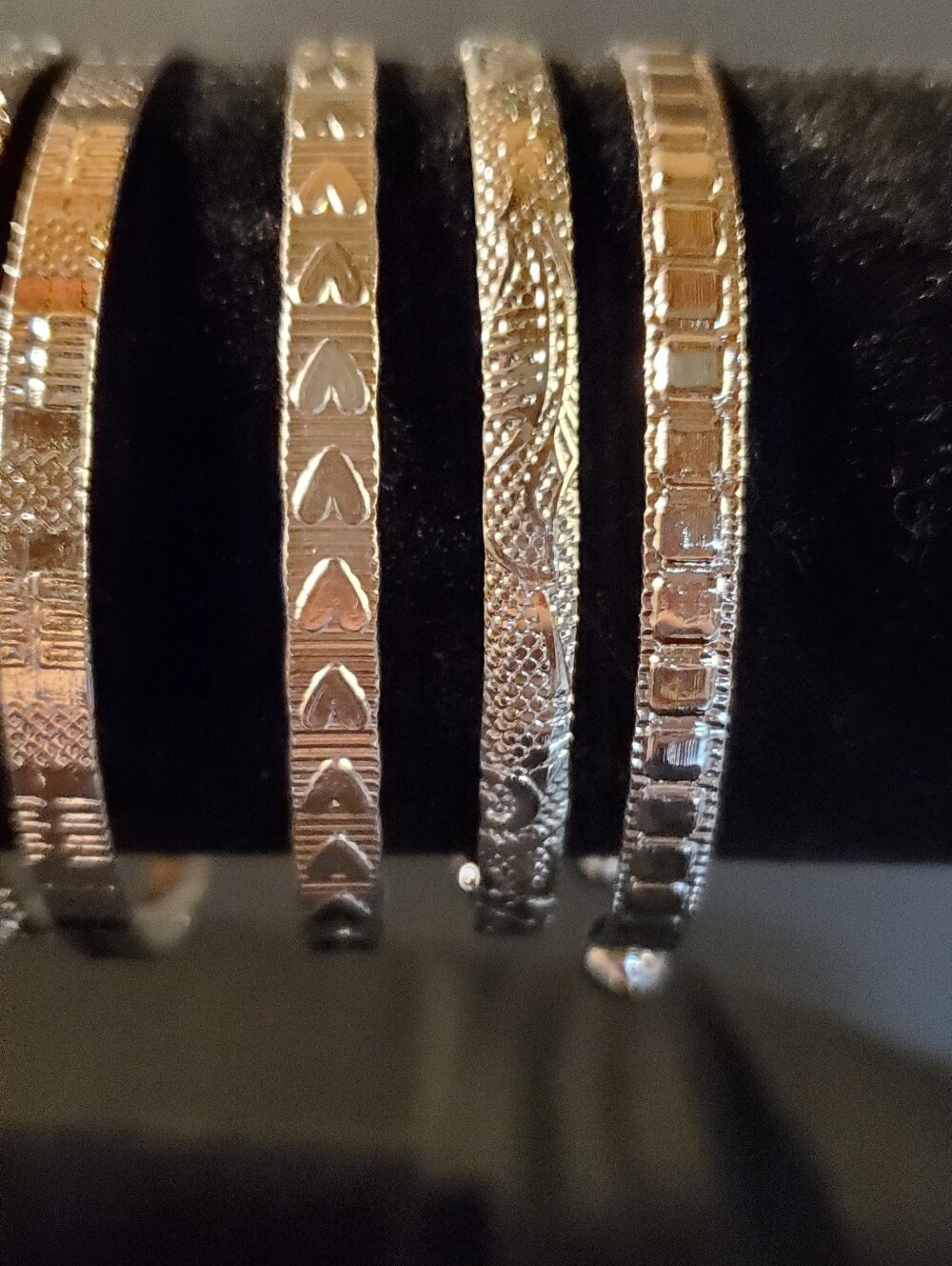 Complete 12-Piece Silver-Tone Stackable Bangle Set - Textured Boho Stack - Picture 8 of 9